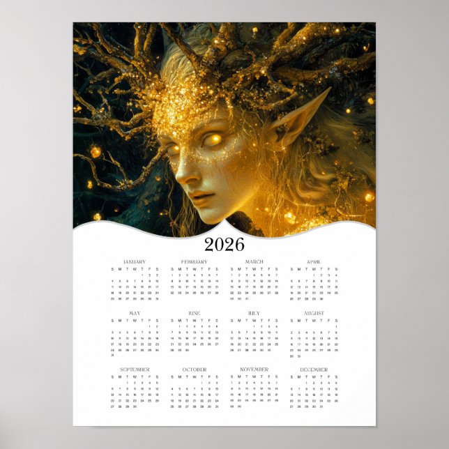 2026 Elf Full Års Väggkalender Poster (Framsidan)