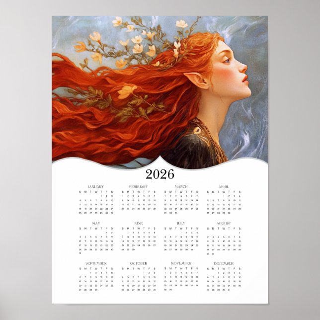 2026 Elf Full Year Årlig Vägkalender Poster (Framsidan)