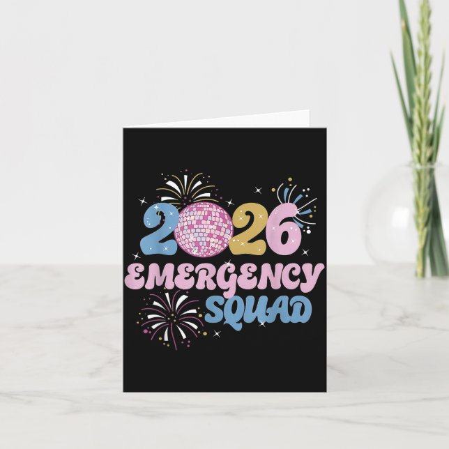 2026 Emergency Squad Er Nurse Happy New Year Disco Kort (Framsida)