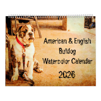 2026 Engelsk Bulldog Brittisk Amerikan Bullterrier Kalender