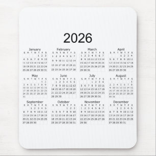 2026 Enkel Minimalistisk Kalender Musmatta