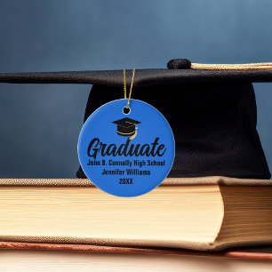 2026 Examenfoto Anpassad Blå Svart Examen Julgransprydnad Keramik