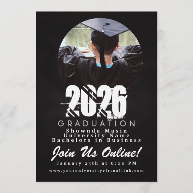 2026 Examens Chalk Board Foto Inbjudningar (Framsida)