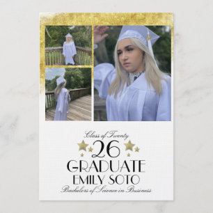 2026 Examens Collage Manus Stjärnor Tre Foto Inbjudningar
