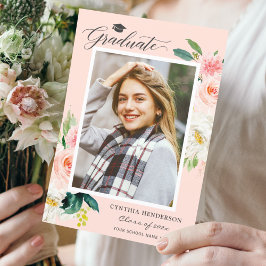 2026 Examensårs Blush Rosa Blommig Examen Meddelande