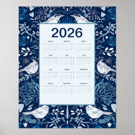 2026 Fåglar Kalender Poster