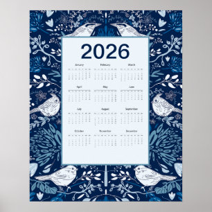 2026 Fåglar Kalender Poster