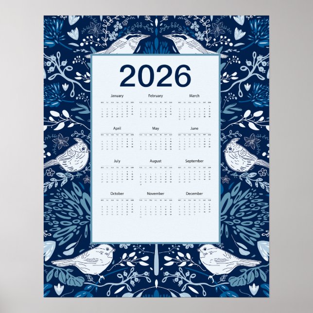 2026 Fåglar Kalender Poster (Framsidan)
