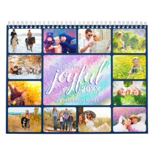 2026 Familjefoto Glädjerik Falsk Iriserande Färgri Kalender