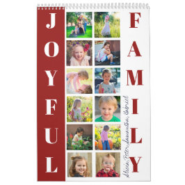 2026-familjens fotokollage med monogrammet burgund kalender