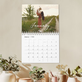 2026 Family Anpassningsbar Photo Chic Script Calen Kalender