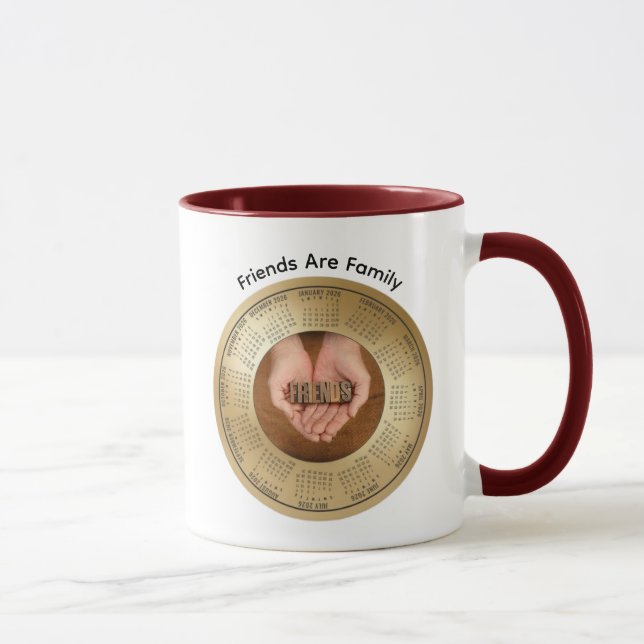 2026 Family Are Friends Calendar Coffee Mug Mugg (Höger)