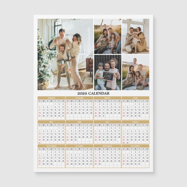 2026 Family Photos Calendar Magnetic Card (Framsida)