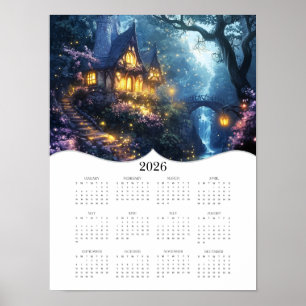 2026 Fantasy Cottage Fullt Year Wall Calendar Poster