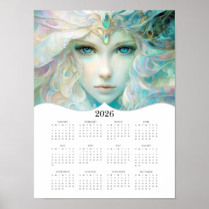 2026 Fantasy Lady Held Kalender för hela året Poster