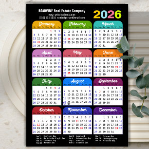2026 Färg Calendar US Helgdagars Corporate Magneti