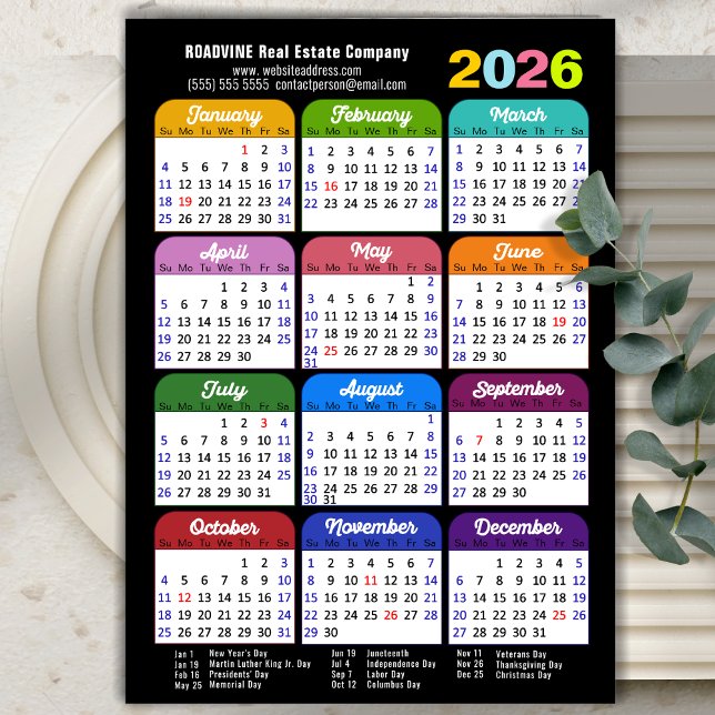 2026 Färg Calendar US Helgdagars Corporate Magneti (Skapare uppladdad)