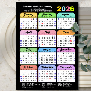 2026 Färg Calendar US Helgdagars Corporate Magneti