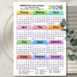 2026 Färg Calendar US Helgdagars Corporate Magneti