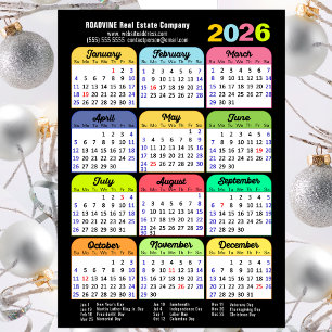 2026 Färg Calendar US Helgdagars Corporate Magneti