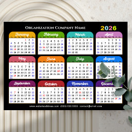 2026 Färg Calendar US Helgdagars Corporate Magneti