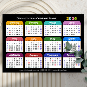 2026 Färg Calendar US Helgdagars Corporate Magneti