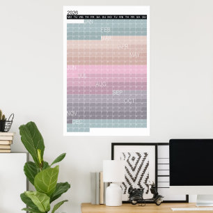 2026 Färgglad kalender Vertikal Årsplanering Poster