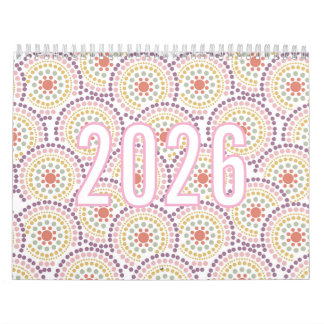 2026 Färgglatt Pastell Mönster Illustrations Kalen Kalender