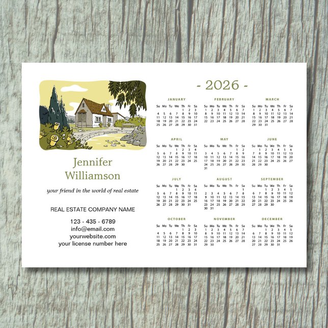 2026 Fastighetsmäklare Kalender Husmagnet (Skapare uppladdad)