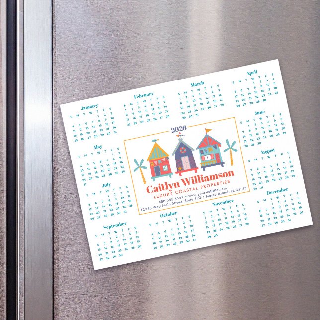 2026 Fastighetsmäklare Kalender Strandhus Magnet (Skapare uppladdad)