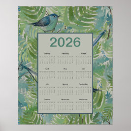 2026 Ferns Fåglar Kalender Poster