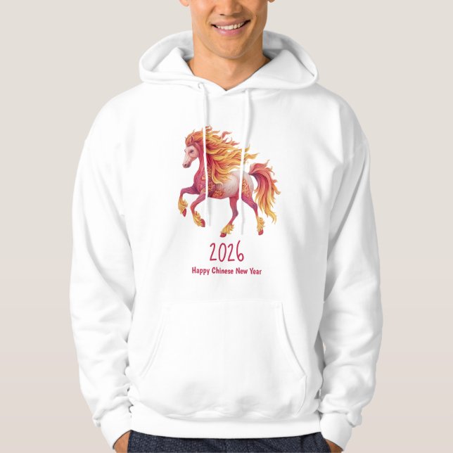 2026 Fiery Horse – Happy Chinese New Year Hoodie (Framsida)