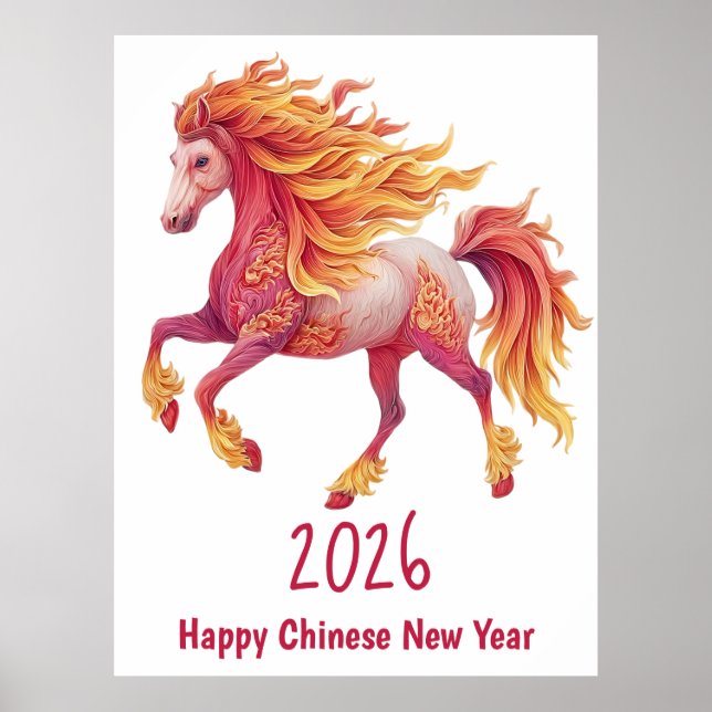 2026 Fiery Horse – Happy Chinese New Year Poster (Framsidan)