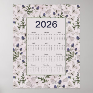 2026 Fjärilar Tistel Väggkalender Poster