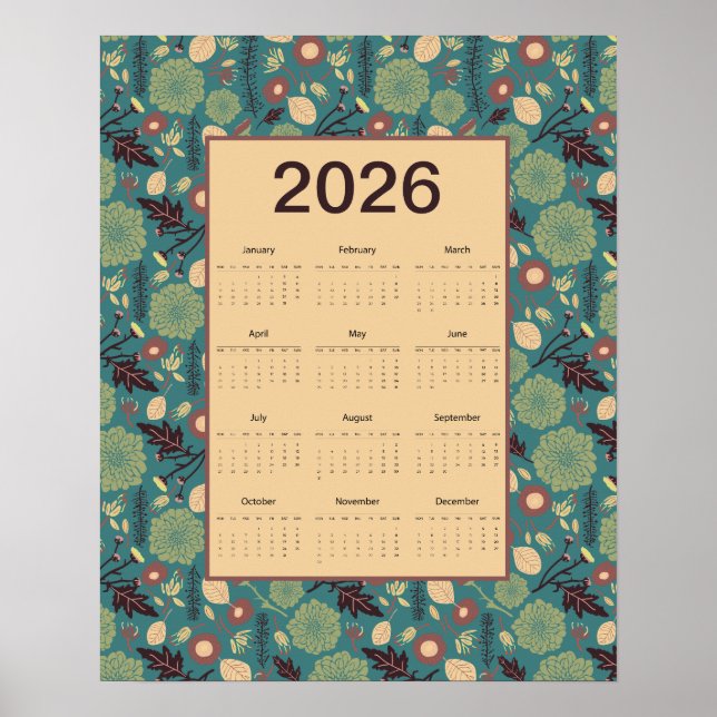 2026 Floral Calendar Poster (Framsidan)