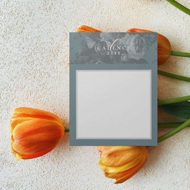2026 Floral Chic Artistic Typography Teal Business Anteckningsblock (Skapare uppladdad)