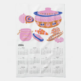 2026 FolArt Cottagecore Casserole Calendar Kökshandduk