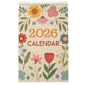 2026 Folk Art Floral Wildflower Cottageco-kalender Kalender