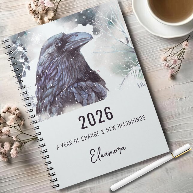 2026 Förändringsår Korpsymbolik Anteckningsbok (2026 Year of Change and New Beginnings Raven Symbolism Small Notebook)