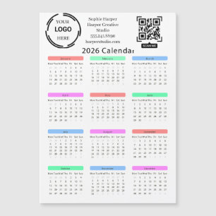 2026 Företag Din Logotyp QR Kalender Färgrik Moder