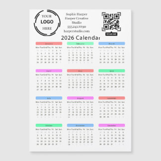 2026 Företag Din Logotyp QR Kalender Färgrik Moder