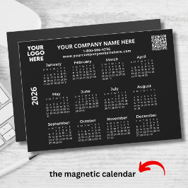 2026 Företag Din Logotyp QR Svart Kalender Magnet