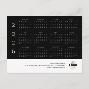2026 Företagets logotyp kalender vykort