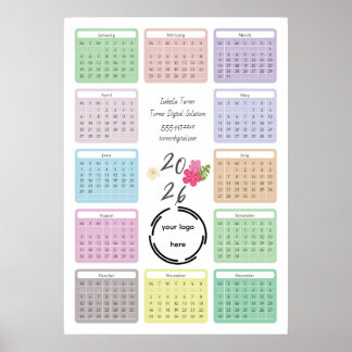 2026 Företagskalender Med Din Logotyp, Färgrik M Poster