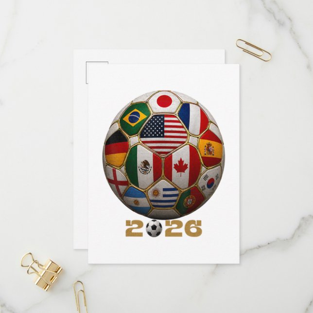 2026 Fotbolls-VM USA Flagga Inbjudan Vykort (Fram/Back In Situ)