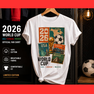 2026 Fotbollscup  USA Kanada Mexiko Fotboll Fan  T Shirt