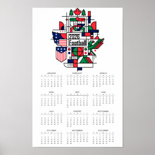 2026 Fotbollskalender USA, Kanada, Mexiko Poster