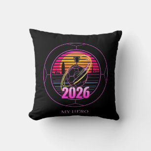 2026 Fotbollsturnering Neon Retro Emblem Grafisk Kudde