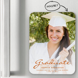 2026 Foto Bränd Orange Skriftlig Examenkungörelse Magnet