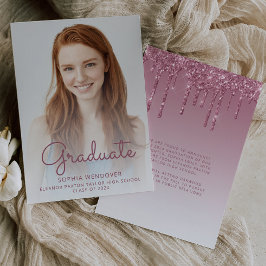 2026 Foto Burgundisk Glitter Examensannonsering Inbjudningar